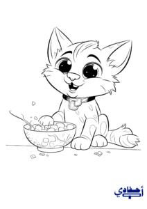 تلوين قط ياكل